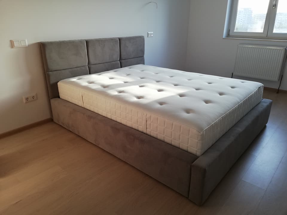 Pat Capitonaj Rectangular Gri Inchis