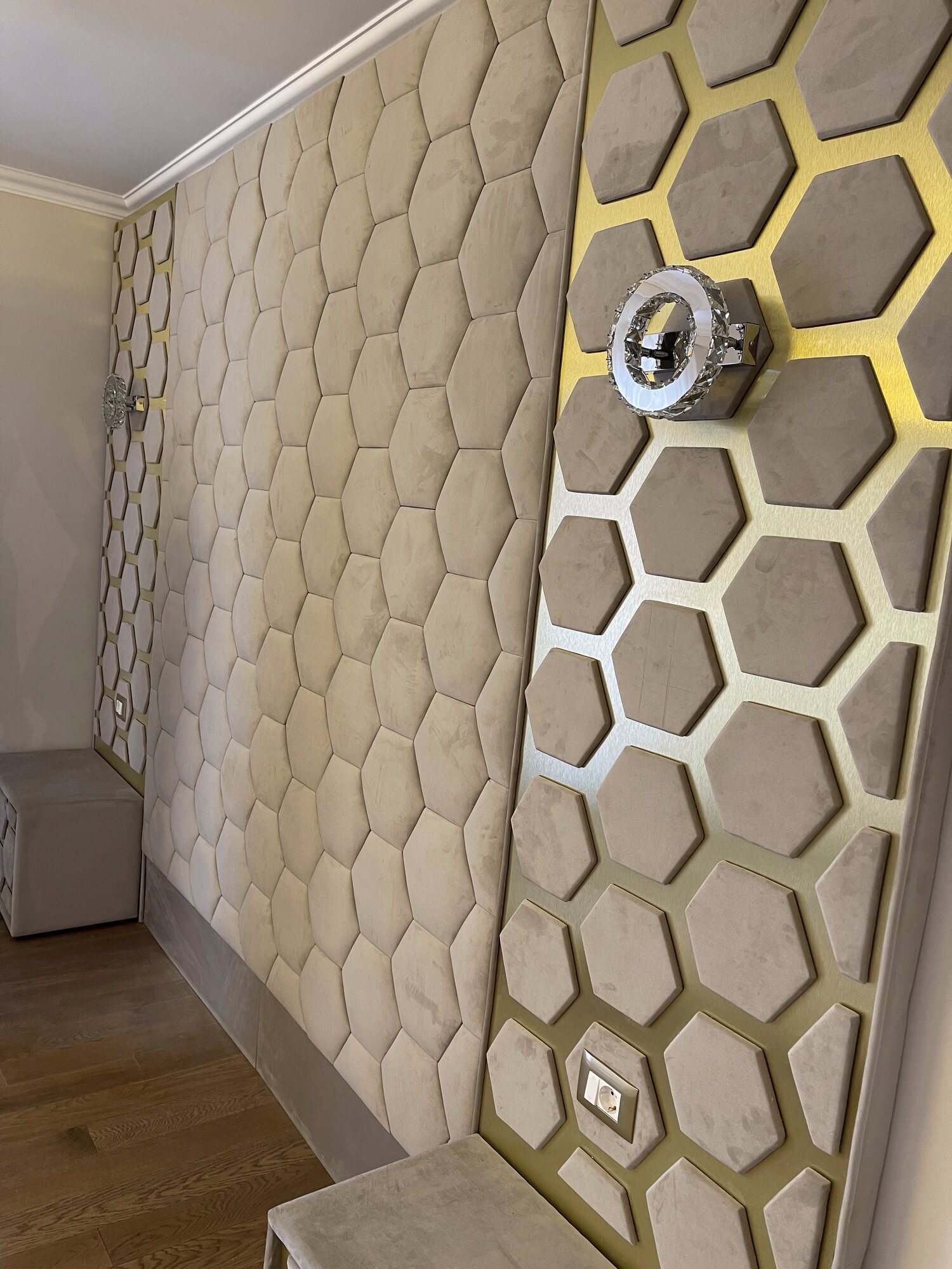 Pat Panel Hexagonal Capitonaj Bej